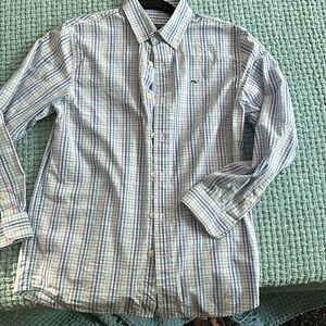 Vineyard Vines Whale Shirt Striped Button Down Boys Size M (12-14) multicolor